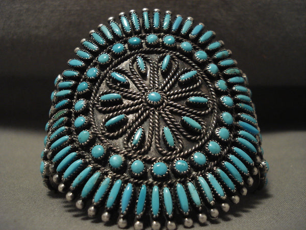 The Best Vintage Navajo Victor Moses Begay Turquoise Sun Silver Bracelet