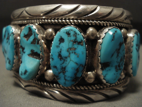 100 Gram Museum Vintage Navajo Turquoise Silver Bracelet