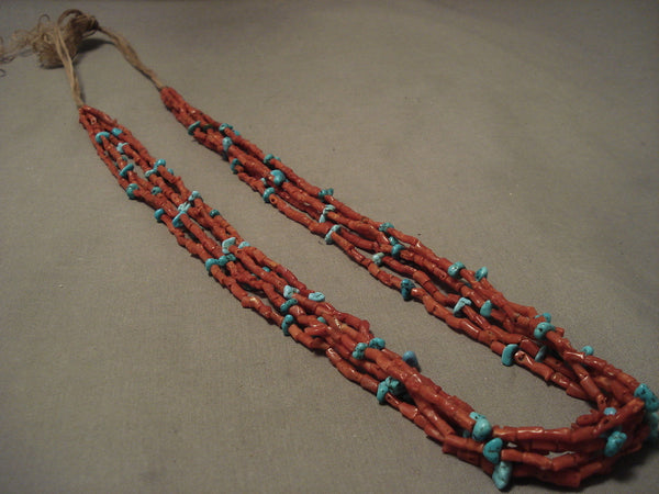 Museum Vintage Navajo Early 1900's Coral Turquoise Necklace