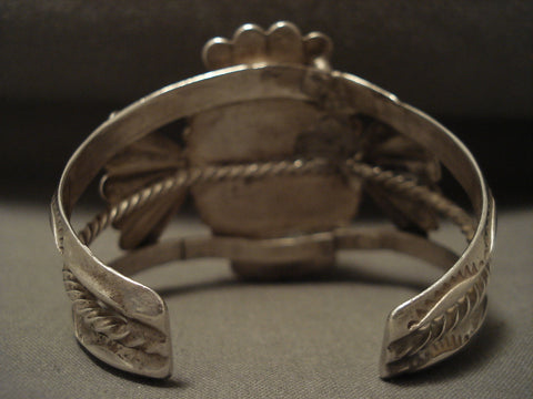 Museum Very Early Vintage Navajo 'Domed Candelaria' Turquoise Silver Bracelet
