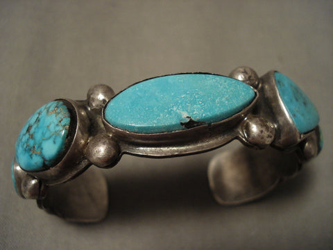 Earlier Vintage Navajo Turquoise Silver Bracelet