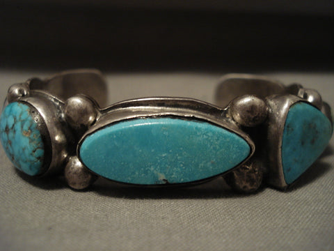 Earlier Vintage Navajo Turquoise Silver Bracelet