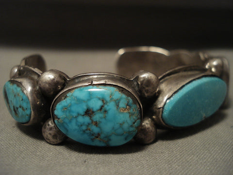 Earlier Vintage Navajo Turquoise Silver Bracelet