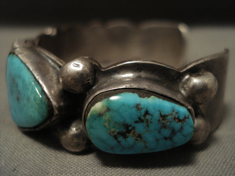 Earlier Vintage Navajo Turquoise Silver Bracelet