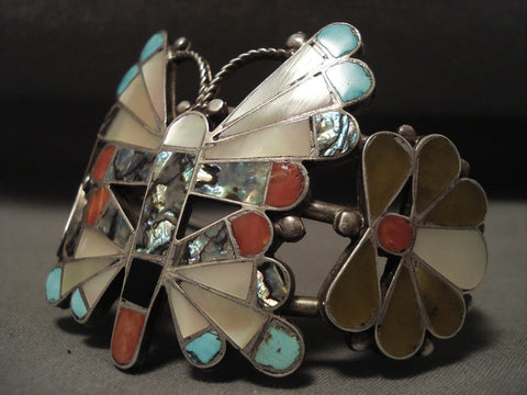 Museum Earlier Vintage Zuni Huge Zuni Butterfly Silver Bracelet