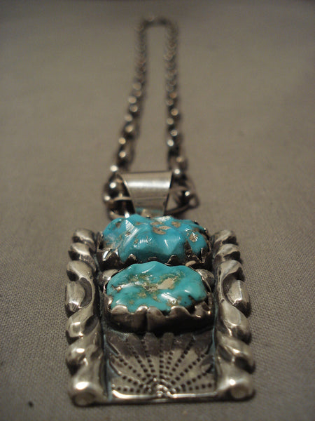 Important Old Zuni Alice Quam Turquoise Silver Necklace