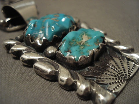 Important Old Zuni Alice Quam Turquoise Silver Necklace