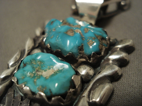 Important Old Zuni Alice Quam Turquoise Silver Necklace