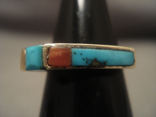 Beautiful Vintage Zuni/ Navajo 14k Gold Turquoise Ring