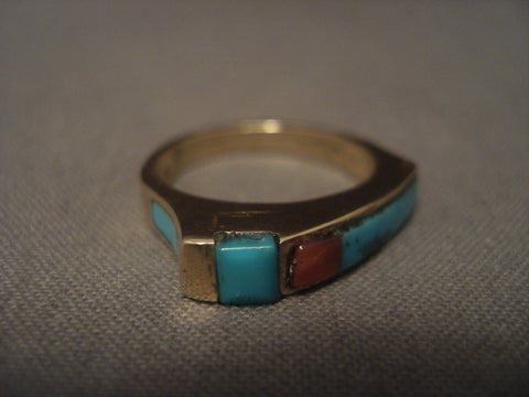 Beautiful Vintage Zuni/ Navajo 14k Gold Turquoise Ring