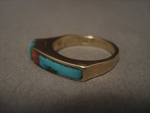 Beautiful Vintage Zuni/ Navajo 14k Gold Turquoise Ring