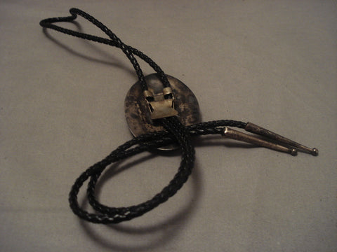 Museum Quality Old Zuni Snake Nieto Turquoise Silver Bolo Tie Old Vtg