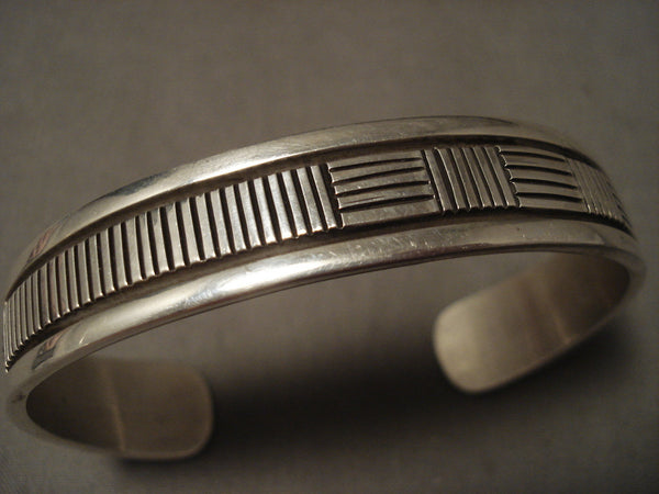 Important Vintage Navajo Bruce Morgan 'Contemporist' Silver Bracelet