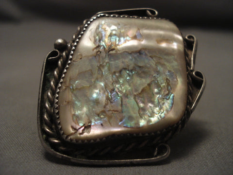 The Biggest And Best Vintage Navajo Abalone Silver Ring Old