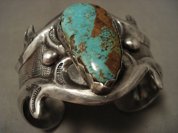 Hvy Vintage Navajo 'Natural Royston Turquoise' Silver Bracelet