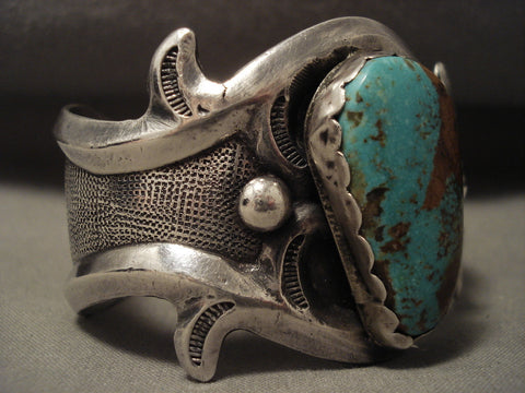 Hvy Vintage Navajo 'Natural Royston Turquoise' Silver Bracelet