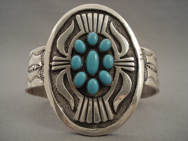 Concho Love Satellite Turquoise Navajo Silver Bracelet