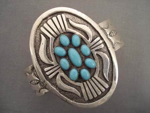 Concho Love Satellite Turquoise Navajo Silver Bracelet