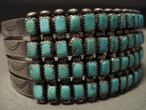 Museum Vintage Navajo 'Rectangled Turquoise' Silver Bracelet