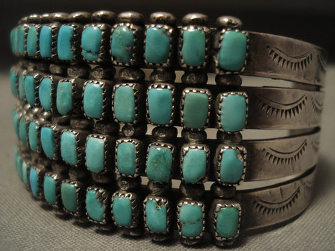 Museum Vintage Navajo 'Rectangled Turquoise' Silver Bracelet