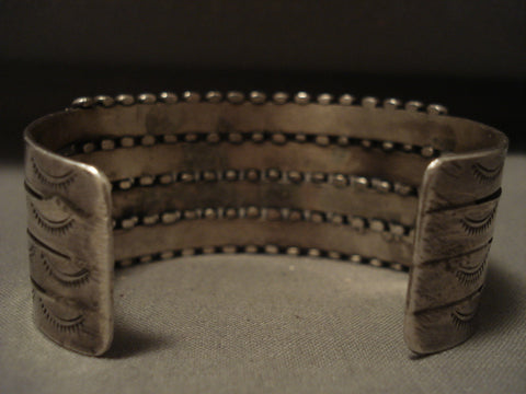 Museum Vintage Navajo 'Rectangled Turquoise' Silver Bracelet