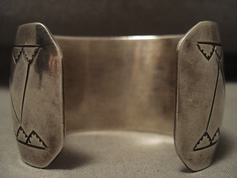 Wide Vintage Navajo 'Big Drum' Silver Bracelet