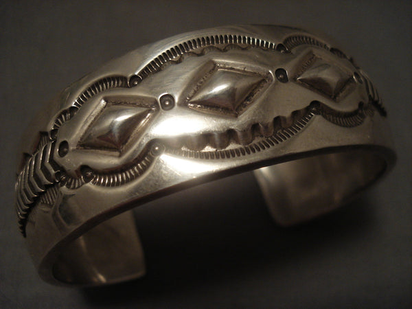 Important Vintage Navajo Cecil Lee Hand Repoussed Silver Bracelet