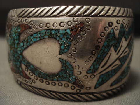 Advaqnced Technique 'Protruding Center' Turquoise Coral Silver Bracelet