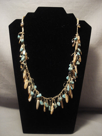 Dramatic Vintage Navajo relaxed Turquoise Necklace Old