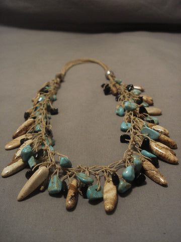 Dramatic Vintage Navajo relaxed Turquoise Necklace Old