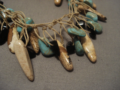 Dramatic Vintage Navajo relaxed Turquoise Necklace Old