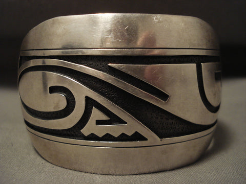 Museum Vintage Navajo 'Mosaic Water Wave' Silver Bracelet