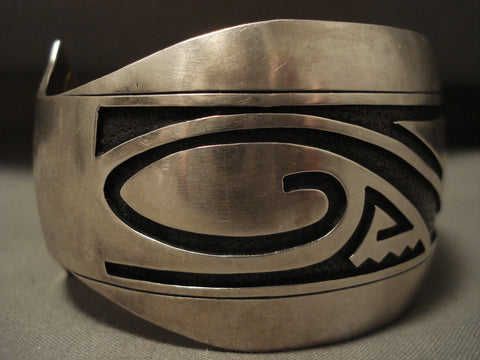 Museum Vintage Navajo 'Mosaic Water Wave' Silver Bracelet