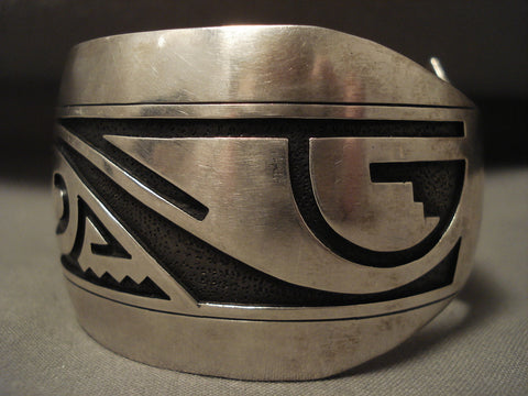 Museum Vintage Navajo 'Mosaic Water Wave' Silver Bracelet