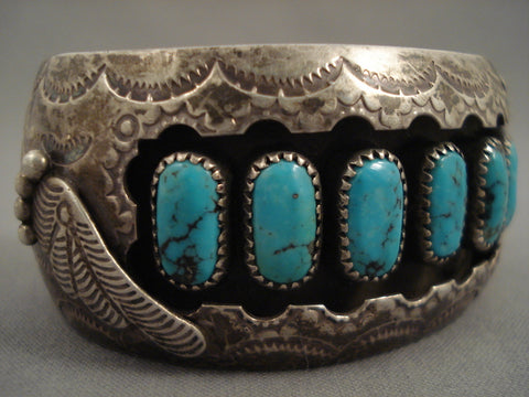 Museum Vintage Navajo Spider Turquoise Silver Sun Bracelet Old