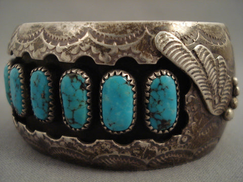 Museum Vintage Navajo Spider Turquoise Silver Sun Bracelet Old