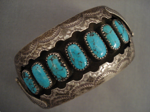 Museum Vintage Navajo Spider Turquoise Silver Sun Bracelet Old