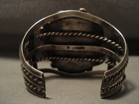 Colossal Vintage Navajo 'Turquoise Boulder' Silver Leaf Bracelet