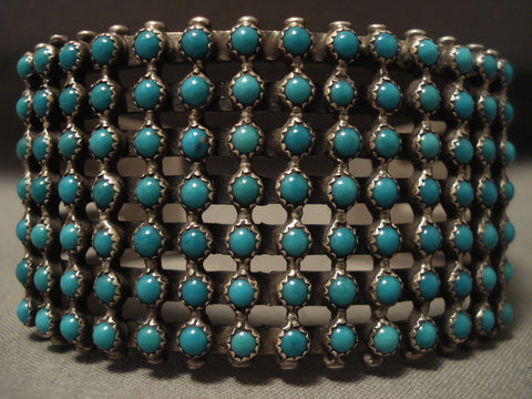 Museum Vintage Zuni/ Navajo Snake Eyes Turquoise Silver Bracelet