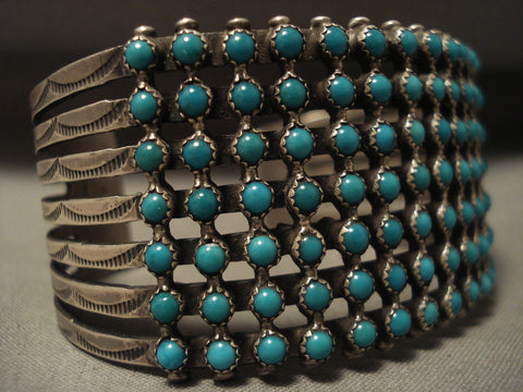 Museum Vintage Zuni/ Navajo Snake Eyes Turquoise Silver Bracelet