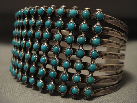 Museum Vintage Zuni/ Navajo Snake Eyes Turquoise Silver Bracelet