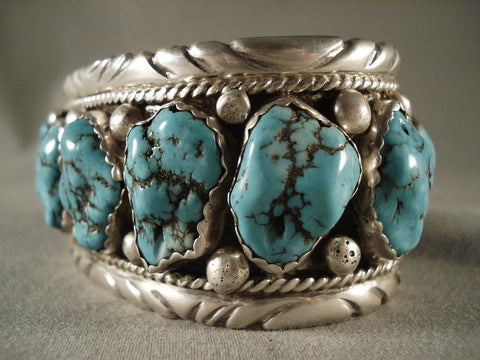 Museum Old Zuni Turquoise Silver Bracelet-106 Grams