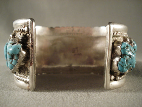 Museum Old Zuni Turquoise Silver Bracelet-106 Grams