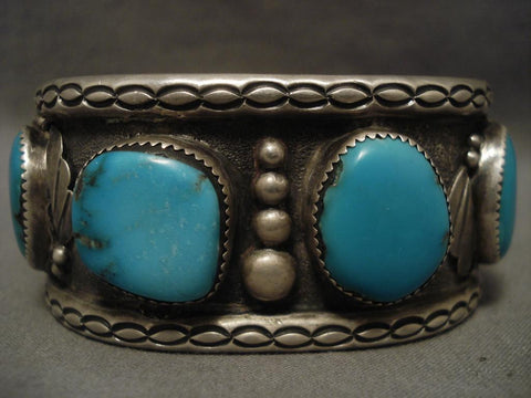 Big Old Vintage Navajo 1950's Turquoise Silver Bracelet