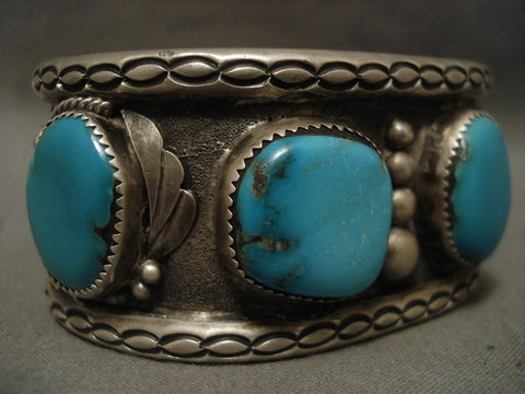 Big Old Vintage Navajo 1950's Turquoise Silver Bracelet