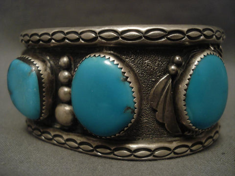 Big Old Vintage Navajo 1950's Turquoise Silver Bracelet