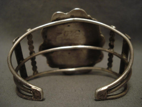 Huge Old Vintage Navajo Satellite Turquoise Silver Bracelet