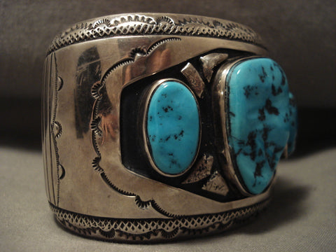 172 Gram Heravy Huge Vintage Navajo Turquoise Silver Bracelet Old