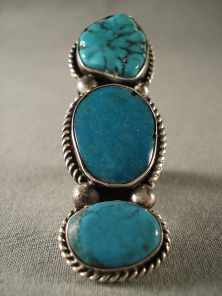 Towering Old Navajo Turquoise Silver Ring