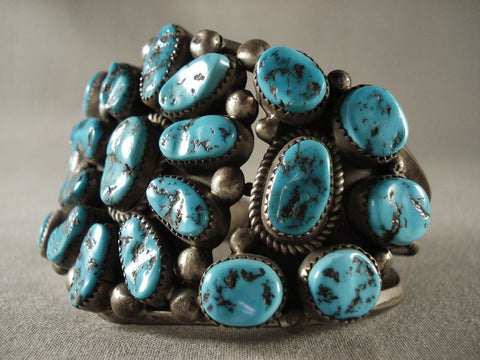 100 Grams Huge Old Navajo Turquoise Silver Bracelet